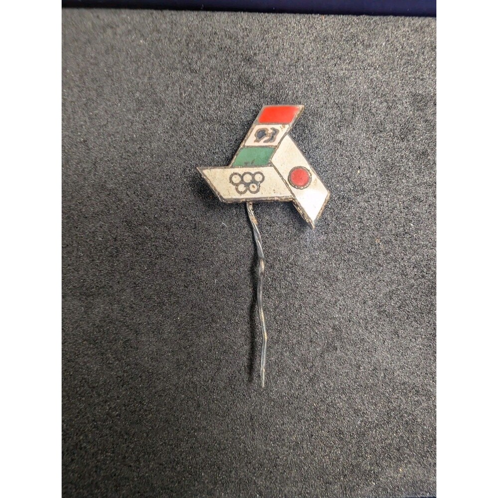 1964 Tokyo Olympics Japan Mexico Olympic Rings Vintage Enamel Stick Pin Badge